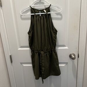 Bebop Olive Green Halter Neck Women's Romper